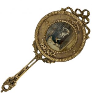 19th Century Gilded French Bronze Hand Mirror