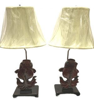 Vintage Fish Vase Lamps, Pair