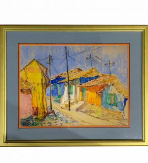 Mid-Century Mixed Media Painting by Thomas J. Mulder