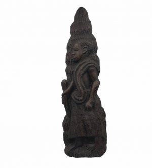 Vintage Carved Wooden African Woman With Cane