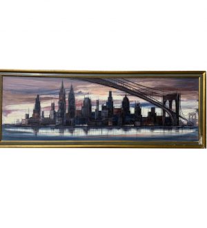 Vintage Decorative Brooklyn Bridge Oil Painting