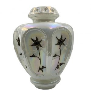 Mid-Century Iridescent Opal Glass Hanging Lampshade