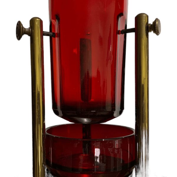 Vintage Floor Standing Brass & Ruby Glass Sanctuary Church Vigil Lamp - Image 3