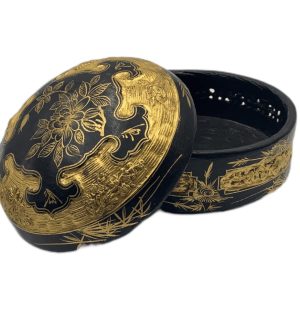 Vintage Chinese Round Paper Mâché Box