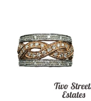 14K White & Rose Gold Decorative Diamond Ring