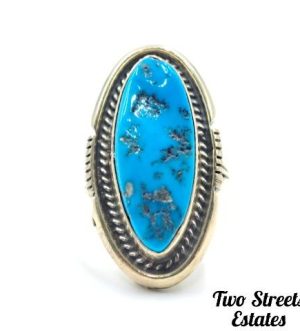 Navajo Turquoise Ring  Stamped ''M.P''