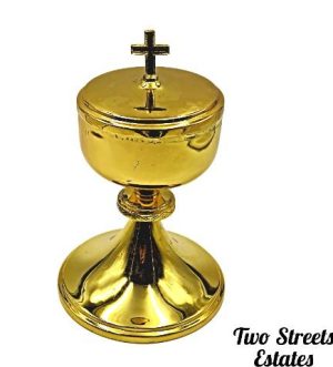 Impressive European Vintage Gold Plated Sterling Silver Sacramental Ciborium