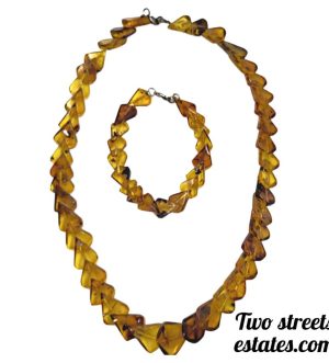 Vintage Amber Necklace / Bracelet Set