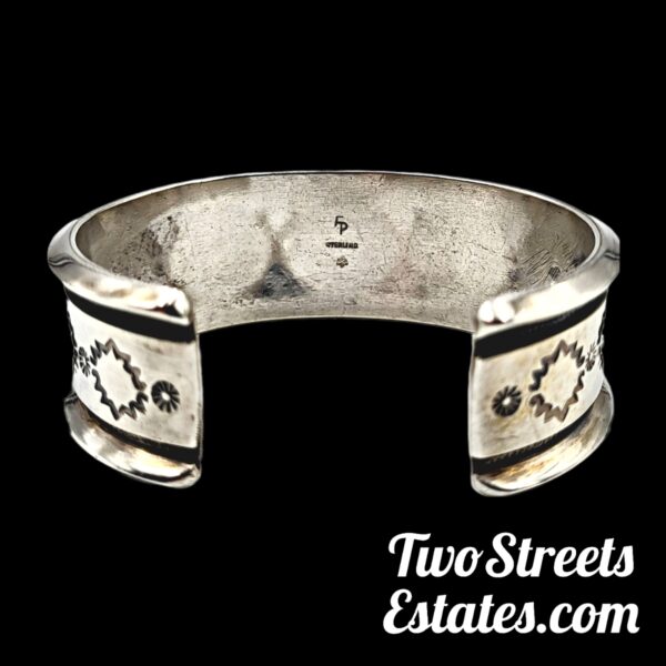Vintage Navajo Turquoise Sterling Cuff Bracelet By: Frank Patania - Image 3