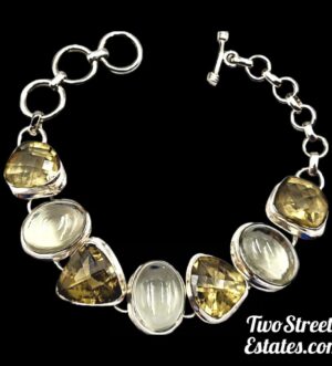 Vintage 925 Sterling Silver Green Citrine Bracelet