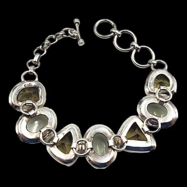 Vintage 925 Sterling Silver Green Citrine Bracelet - Image 3