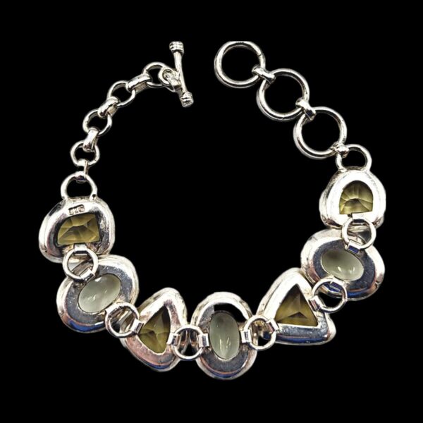 Vintage 925 Sterling Silver Green Citrine Bracelet - Image 2