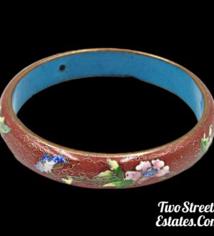Vintage Cloisonné Red Flower Bangle  Size - 3
