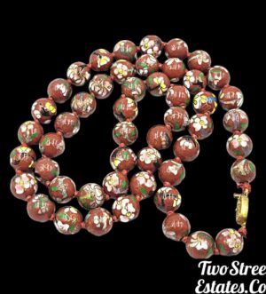 Vintage Cloisonné Flower Bead Necklace