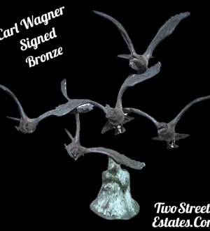 Large 20th Century Bronze Gulls by Carl Wagner
