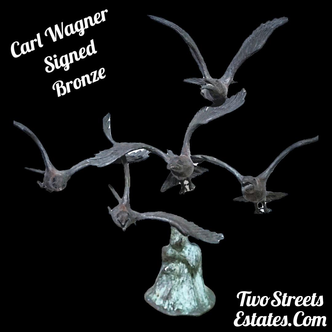 Large 20th Century Bronze Gulls by Carl Wagner