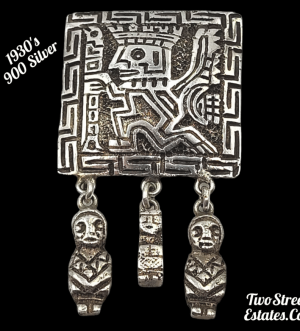 Vintage 1930's 900 Silver Peruvian Aztec Mayan Brooch