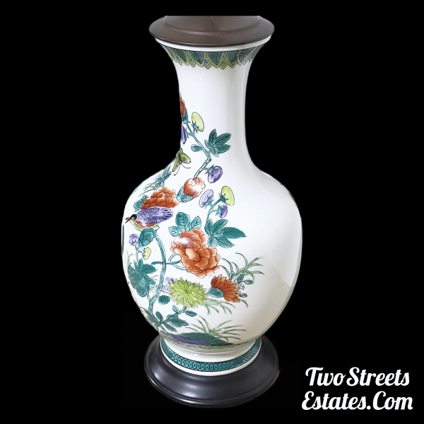 Antique Hand Painted Japanese Lamp Made From Vase - Image 3