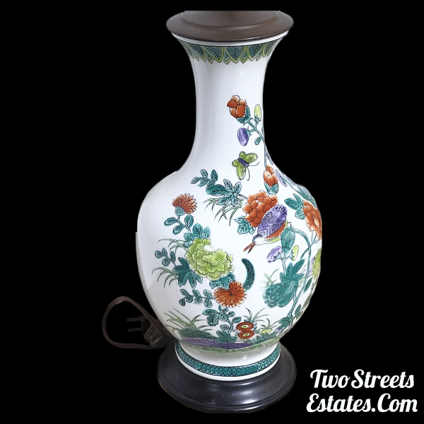 Antique Hand Painted Japanese Lamp Made From Vase - Image 4