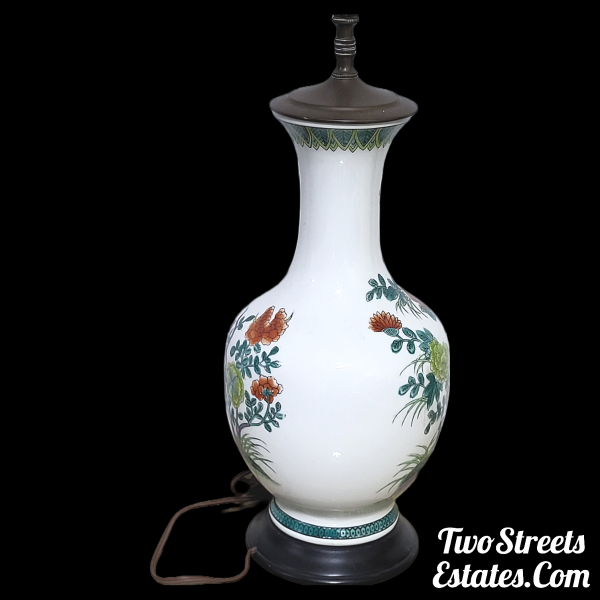Antique Hand Painted Japanese Lamp Made From Vase - Image 5