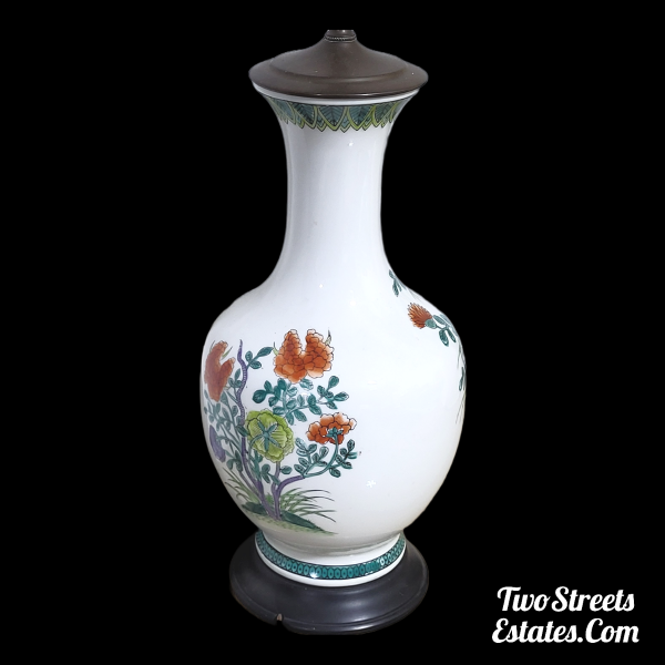 Antique Hand Painted Japanese Lamp Made From Vase - Image 6