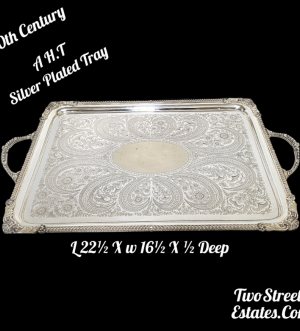 Vintage 20Th Century English Silver Plated Tray (Stamped A H.T)