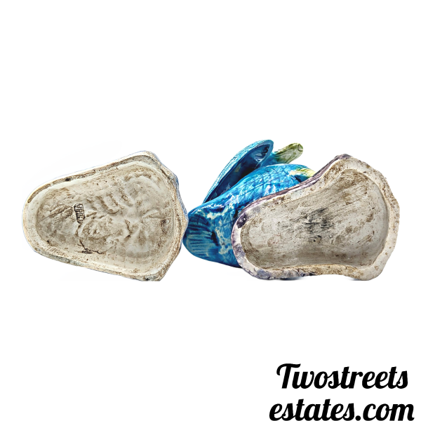 Vintage Porcelain Turquoise Blue Chinese Duck / Goose Figurine (Set of Two) - Image 5