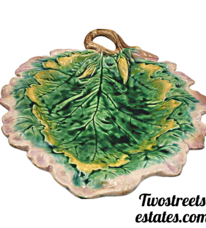 Antique Etruscan Majolica Leaf Plate