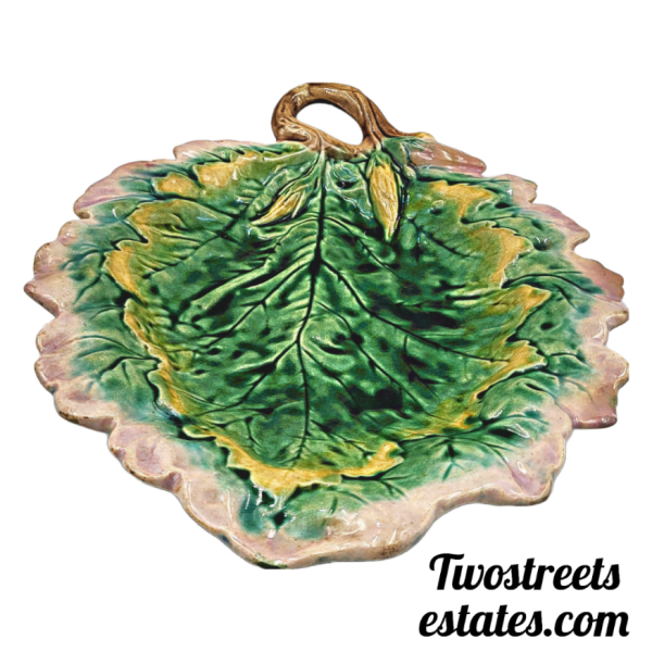 Antique Etruscan Majolica Leaf Plate