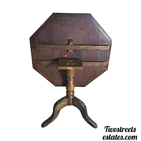 Late 1800s Hand Carved Chinese Chinoiserie Tilt Top Table With Stone Underlayment and Glass Top - (Set of Two) - Image 5
