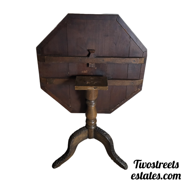 Late 1800s Hand Carved Chinese Chinoiserie Tilt Top Table With Stone Underlayment and Glass Top - (Set of Two) - Image 8