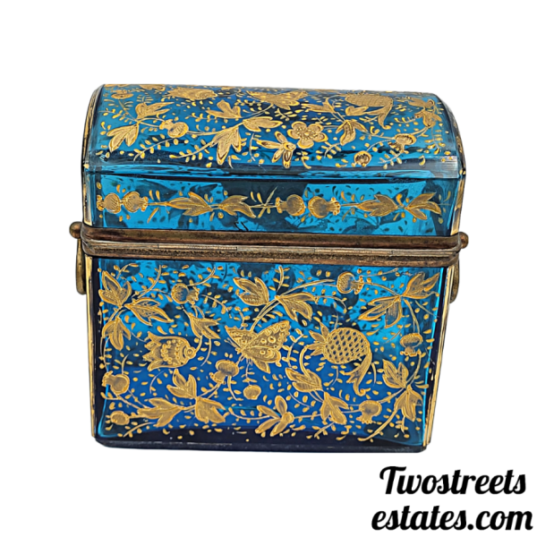 Antique Bohemian Moser Enameled Glass Jewelry Chest Box - 19th Century - Image 3