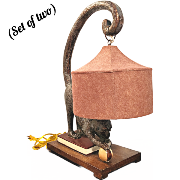 20th Century Solid Wood Spider monkey standing Lamps (Set-Of-Two)