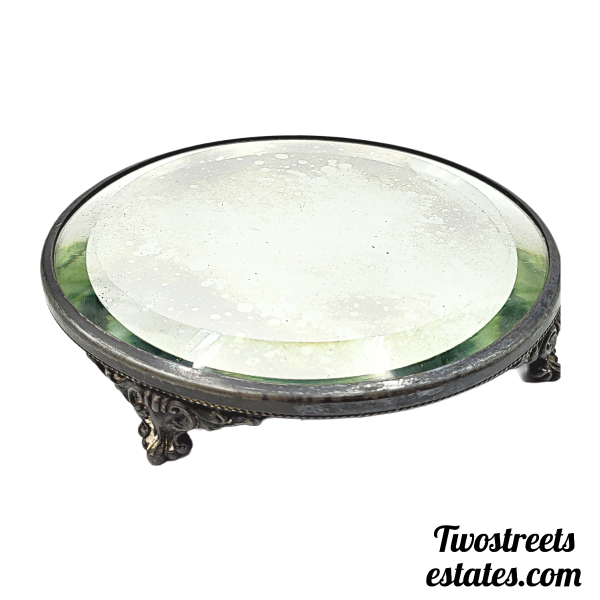 Antique French Silver Plated Vanity Mirror Tray